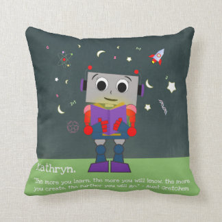 Le coussin vibrant de lecture de robot de fille