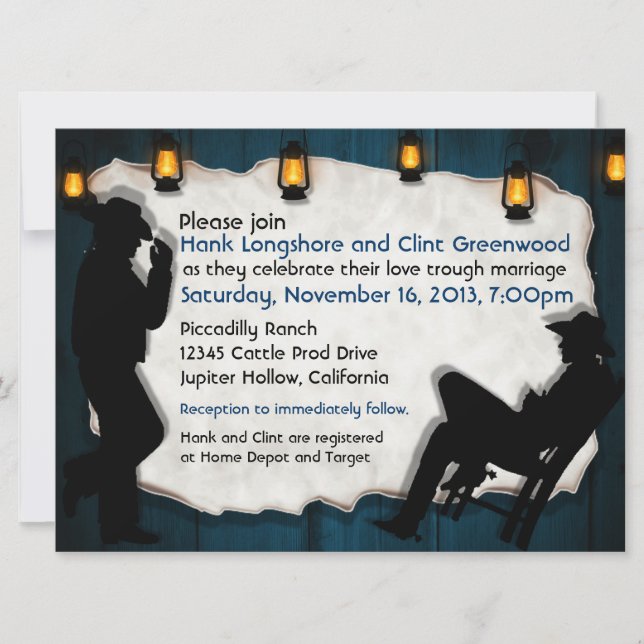 Le cowboy toilette les invitations gaies faites (Devant)