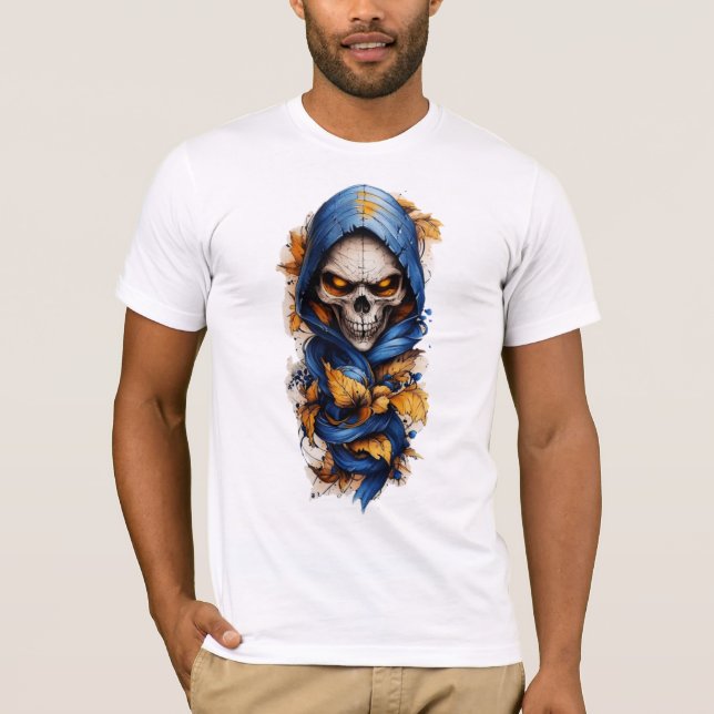 Le crâne et l'automne laisse T-shirt style tatouag (Devant)