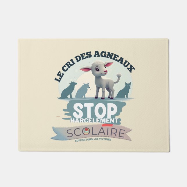 "Le Cri des Agneaux le Harcèlement scolaire" Fußmatte (Vorderseite)