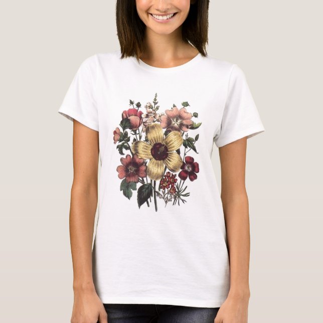 Le cru fleurit le T-shirt des femmes florales de (Devant)
