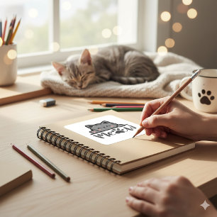 Le Design 'Meow' Trop Mignon 🐾 😻 Quadratischer Aufkleber