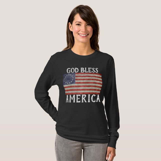 Le dieu du drapeau Betsy Ross bénisse le t-shirt A (Devant entier)