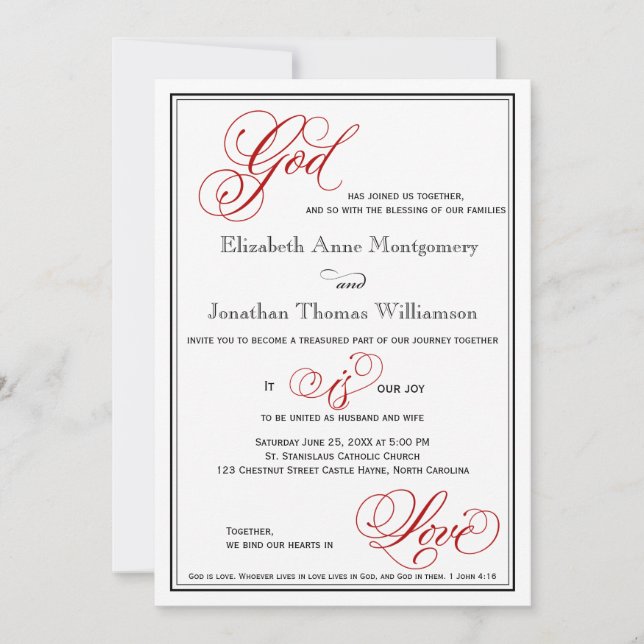 Le Dieu rouge est l'amour Faire-part de mariage ch (Devant)