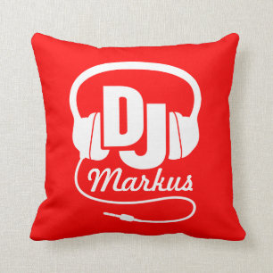 Le DJ rouge et le blanc ajoutent votre coussin