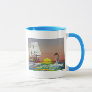 Le dragon mystique de mer et embarquent la tasse