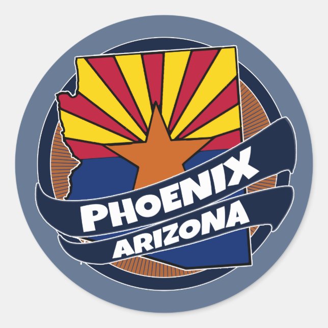 Le drapeau de Phoenix Arizona a éclaté autocollant (Devant)