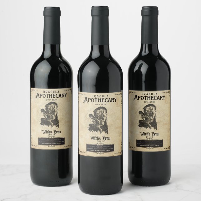 Le Étiquette de vin d'Halloween de l'apothèque de  (Bouteilles)