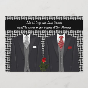 Le faire-part de mariage gai avec deux smokings et
