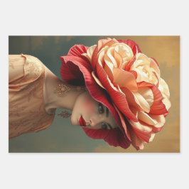 Le Femme Peony Decoupage Flat Wrapping Geschenkpap Geschenkpapier Set