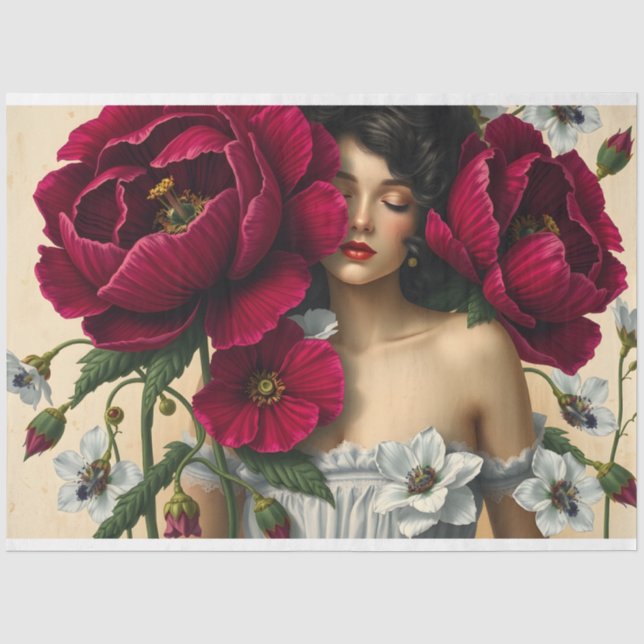 Le Femme Viktorianisch Beauty Romance Poppy Decoup Seidenpapier (Vorderseite)