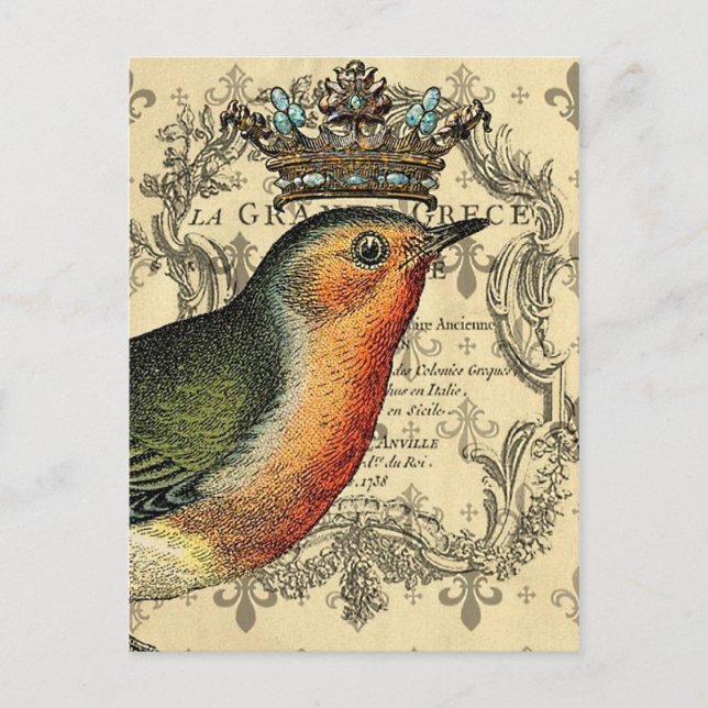 Le Fleur Crowned Bird Postkarte (Vorderseite)