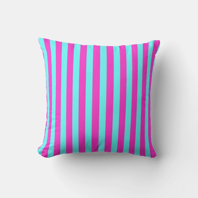 Le fuchsia/Aqua coloré barre le coussin (Recto)