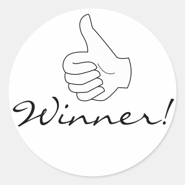 Le gagnant lève le pouce sur les autocollants (Devant)