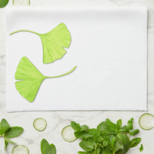 Le Ginkgo laisse la serviette de cuisine d'art de