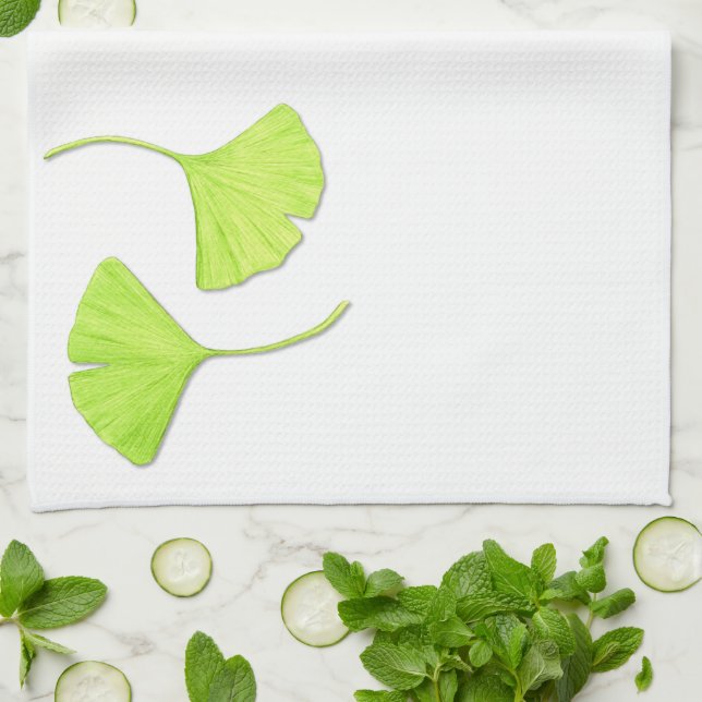 Le Ginkgo laisse la serviette de cuisine d'art de (Plié)