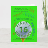 Le golf plaisante carte d'anniversaire pour 16 ans