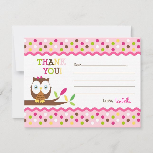 Le hibou complètent les cartes vierges de note de (Devant)