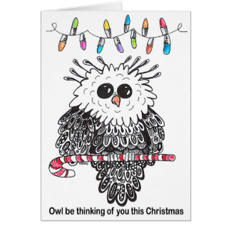 Le hibou pense à vous cette carte de Noël