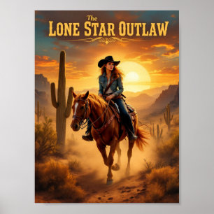 Le hors-la-loi de Lone Star - Affiche de cowgirl w
