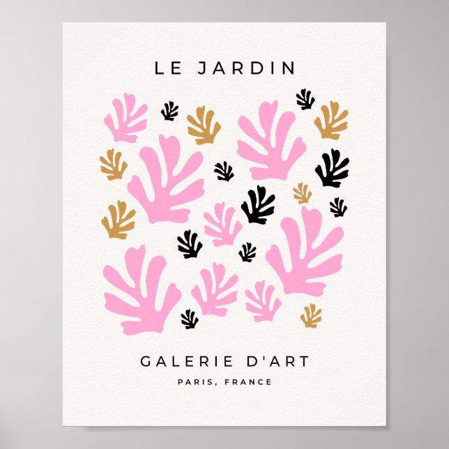 Le Jardin 01 Botanisches Rosa und Gold Moderne Blä Poster (Vorne)