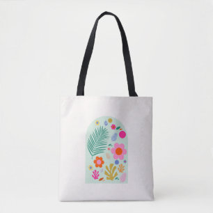 Le Jardin 03 Abstrakte Blumengrün-rosa Blume Tasche