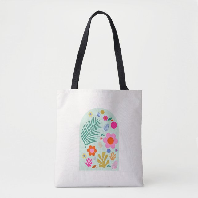 Le Jardin 03 Abstrakte Blumengrün-rosa Blume Tasche (Vorderseite)