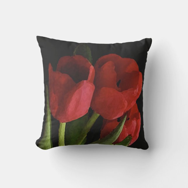 Le jardin rouge de tulipe fleurit le coussin (Recto)