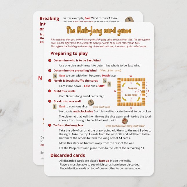 Le jeu de cartes Mah-Jong - Différences (Devant / Derrière)