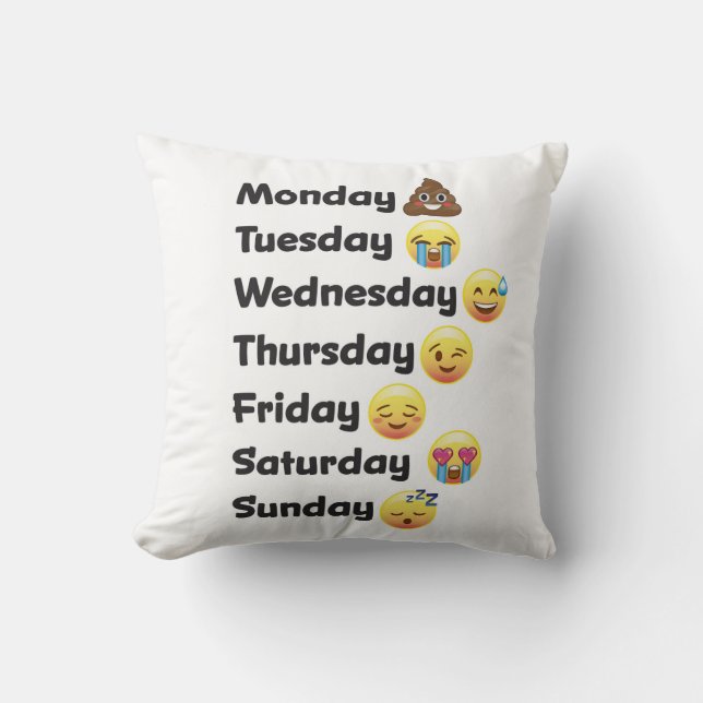 Le jour de la semaine Emoji font face au coussin (Recto)