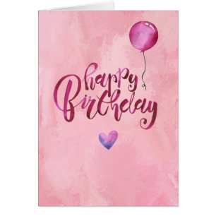 Le jour heureux rose de carte d'anniversaire