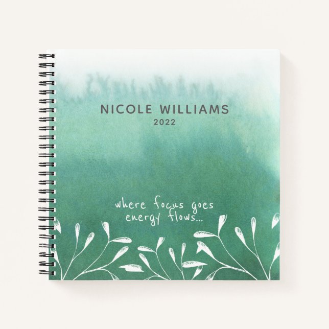 Le journal tendance Seafoam Green Ombre Watercolor (Devant)