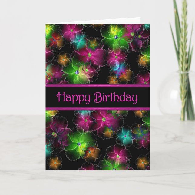 Le joyeux anniversaire fleurit la carte de voeux (Devant)