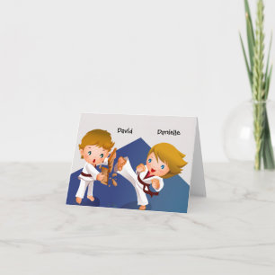 Le karaté badine le carte pour notes de Merci