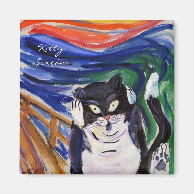 Le Kitty Scream Custom Art Refrigerator Magnets (Devant)