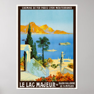 Le Lac Majeur France Poster vintage 1913