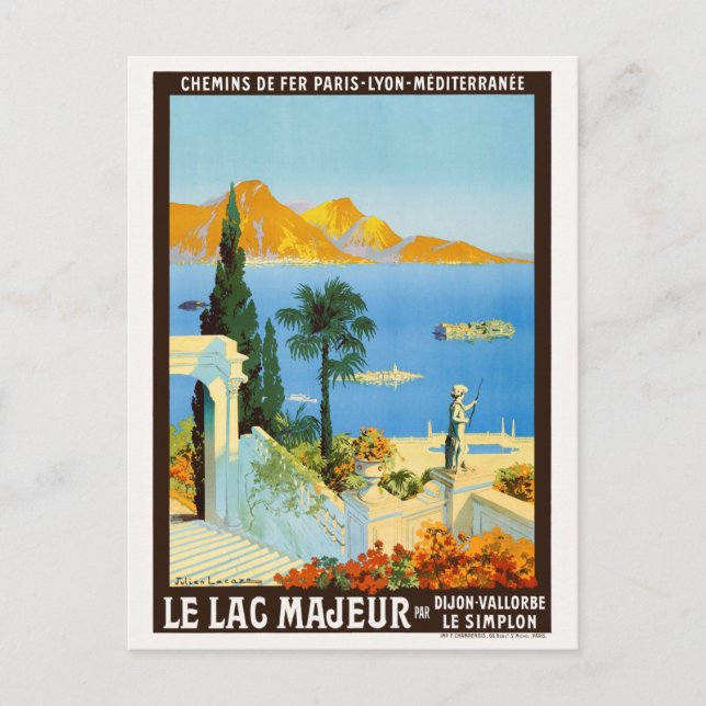 Le Lac Majeur France Vintage Poster 1913 Postkarte (Vorderseite)