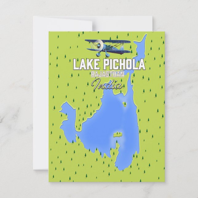 le lac Pichola, Inde carte de l'affiche de voyage. (Devant)