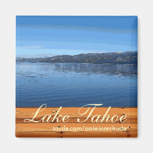 Le lac Tahoe panneau en bois rustique aimant artis