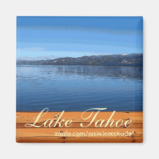 Le lac Tahoe panneau en bois rustique aimant artis (Devant)