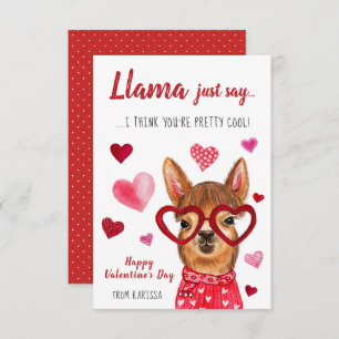 Le lama indiquent juste la carte de Saint-Valentin