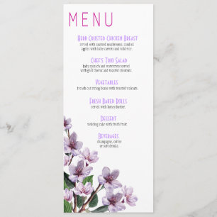 Le lilas s'embranche menu de mariage