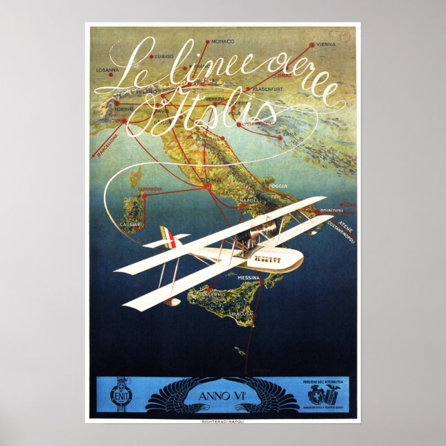 LE LINEE ITALY Airlines Airplane Europe Travel Ad Poster (Vorne)