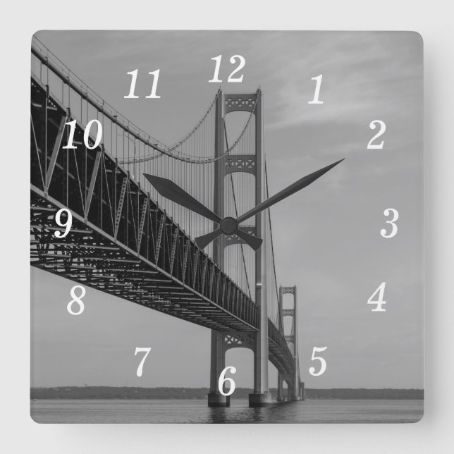 Le long du pont Mackinac Gris Horloge murale (Recto)