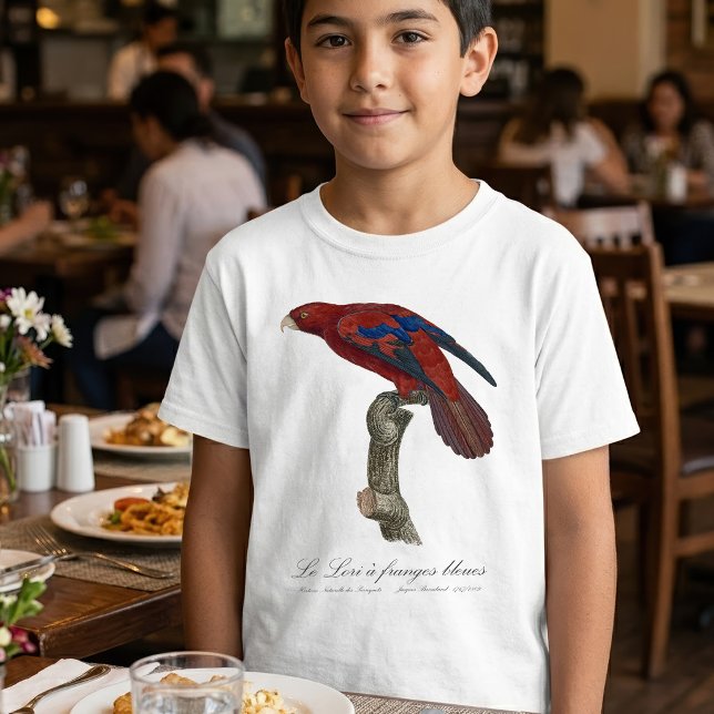 Le Lori a franges bleues T-Shirt (Long-Tailed Red Lory, Trichoglossus borneus. Boy Basic White T-Shirt)