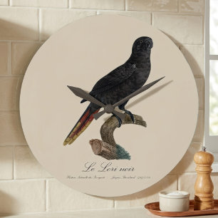 Le Lori noir / Black Lory Große Wanduhr