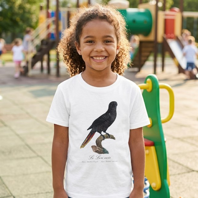 Le Lori noir / Black Lory T-Shirt (Black Lory or Red-Quilled Lory, Chalcopsitta atra. Girl Basic White T-Shirt)