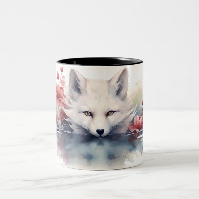 Le Lotus De Renard Blanc Sur La Mug D'Eau (Centre)