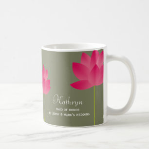 Le lotus rouge fleurit tasse de café nuptiale