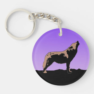 Le loup hurlant au coucher du soleil - Art fauniqu